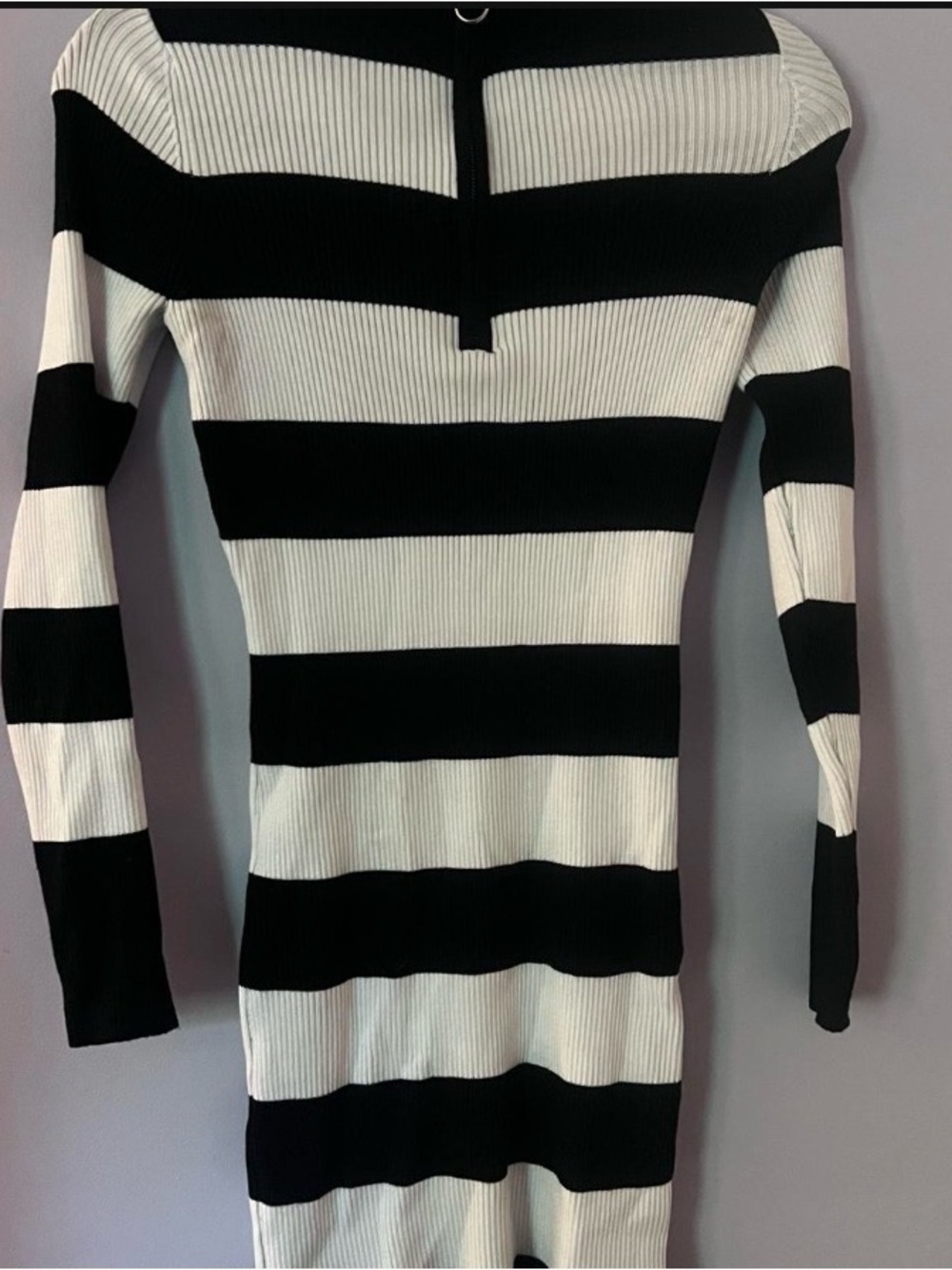 Fashion Nova Black and White Striped Mini Dress